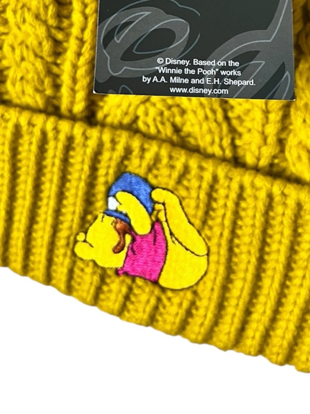 NWT Disney Winnie the Pooh Cable Knit Mustard Beanie Hat